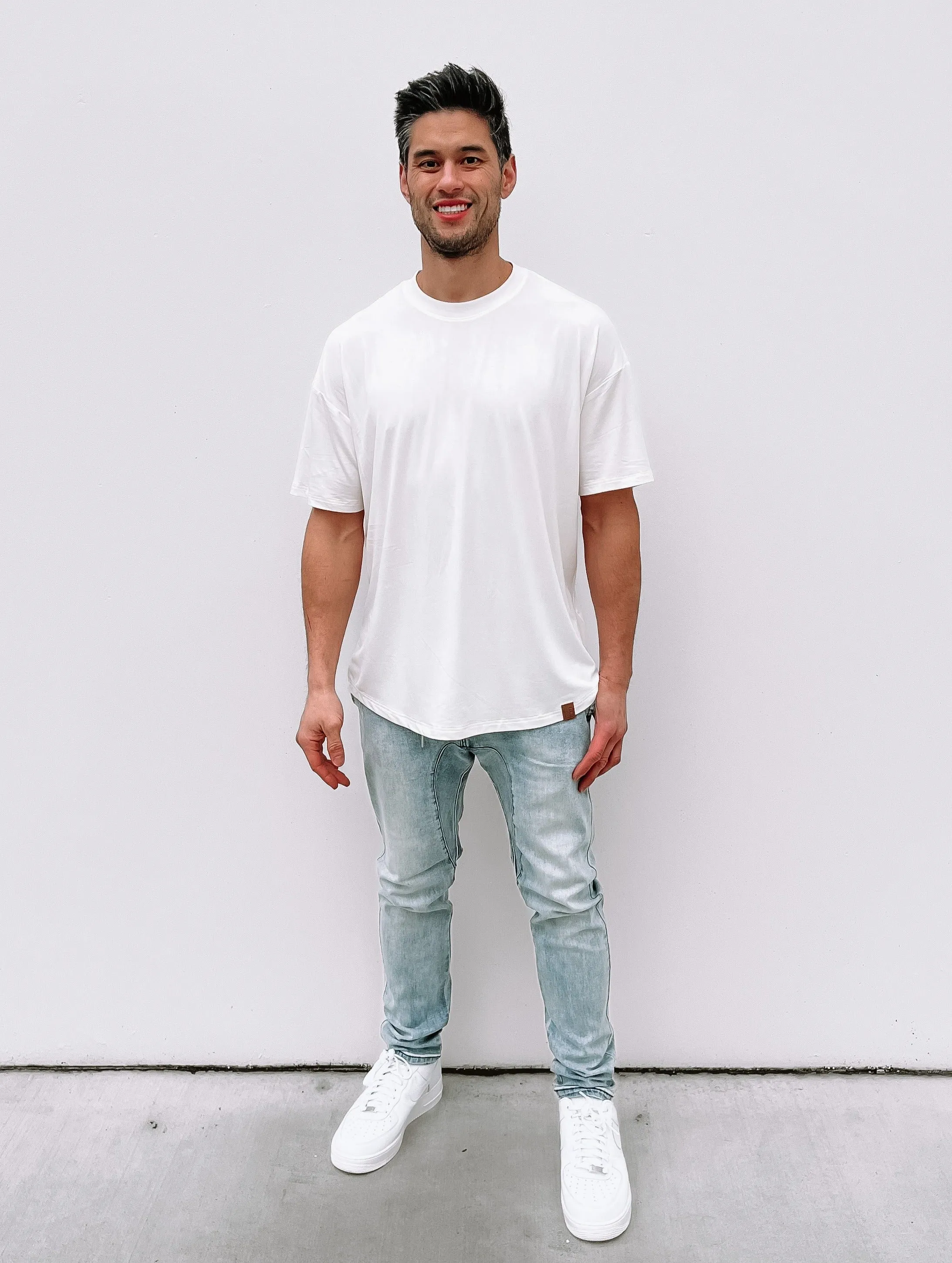 Adult Oversized Bamboo Tee - White