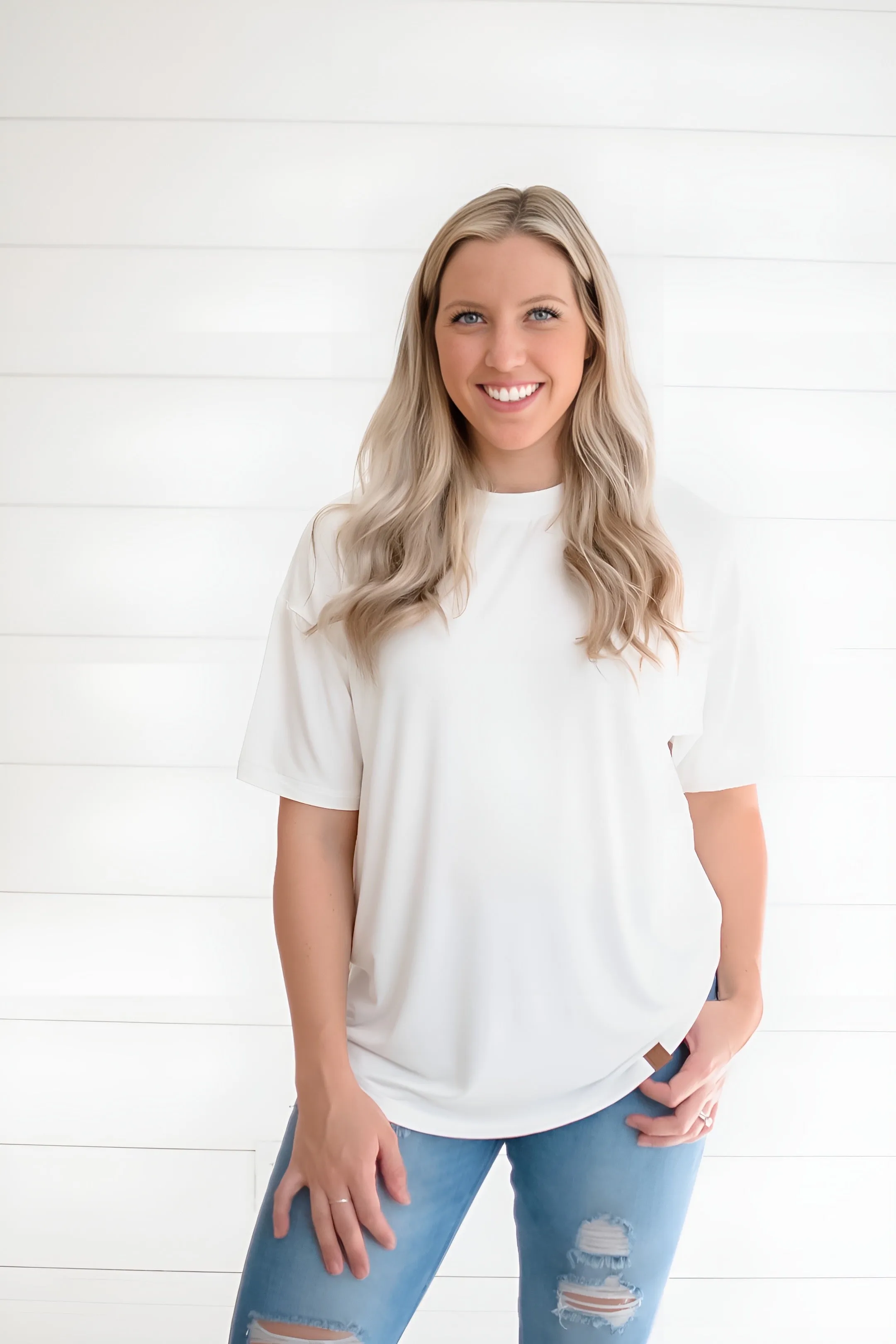 Adult Oversized Bamboo Tee - White