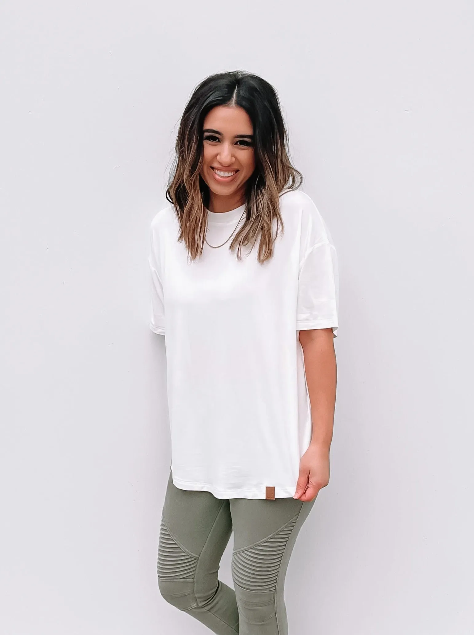 Adult Oversized Bamboo Tee - White