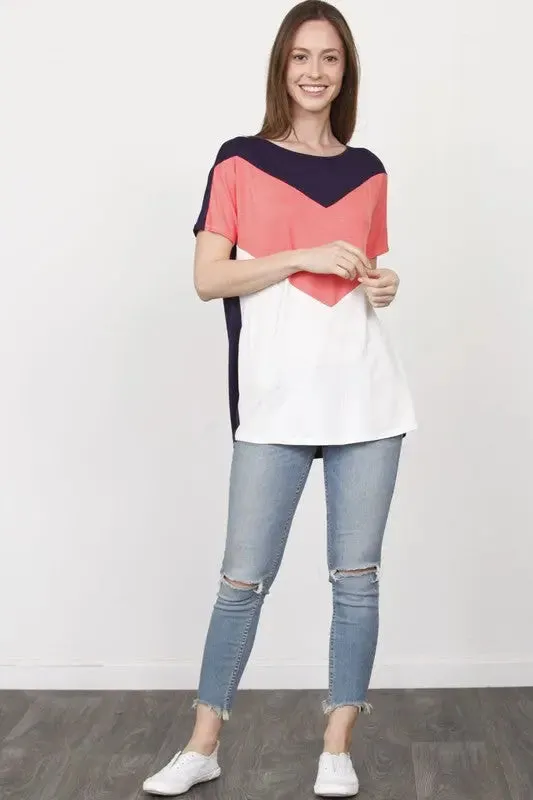 Chevron Color-Block Top