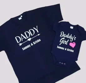 Daddy's Girl Personalised Navy Blue Onesie Tshirt Combo - Onesie   Adult T-shirt
