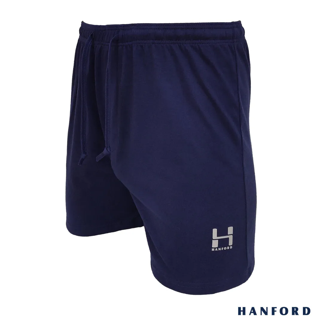Hanford Men Premium Cotton Knit Lounge Sleep Drawstring Boxer Shorts Blaze - Navy Blue (Single Pack)