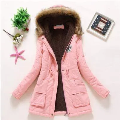 Hooded medium-long casual parka