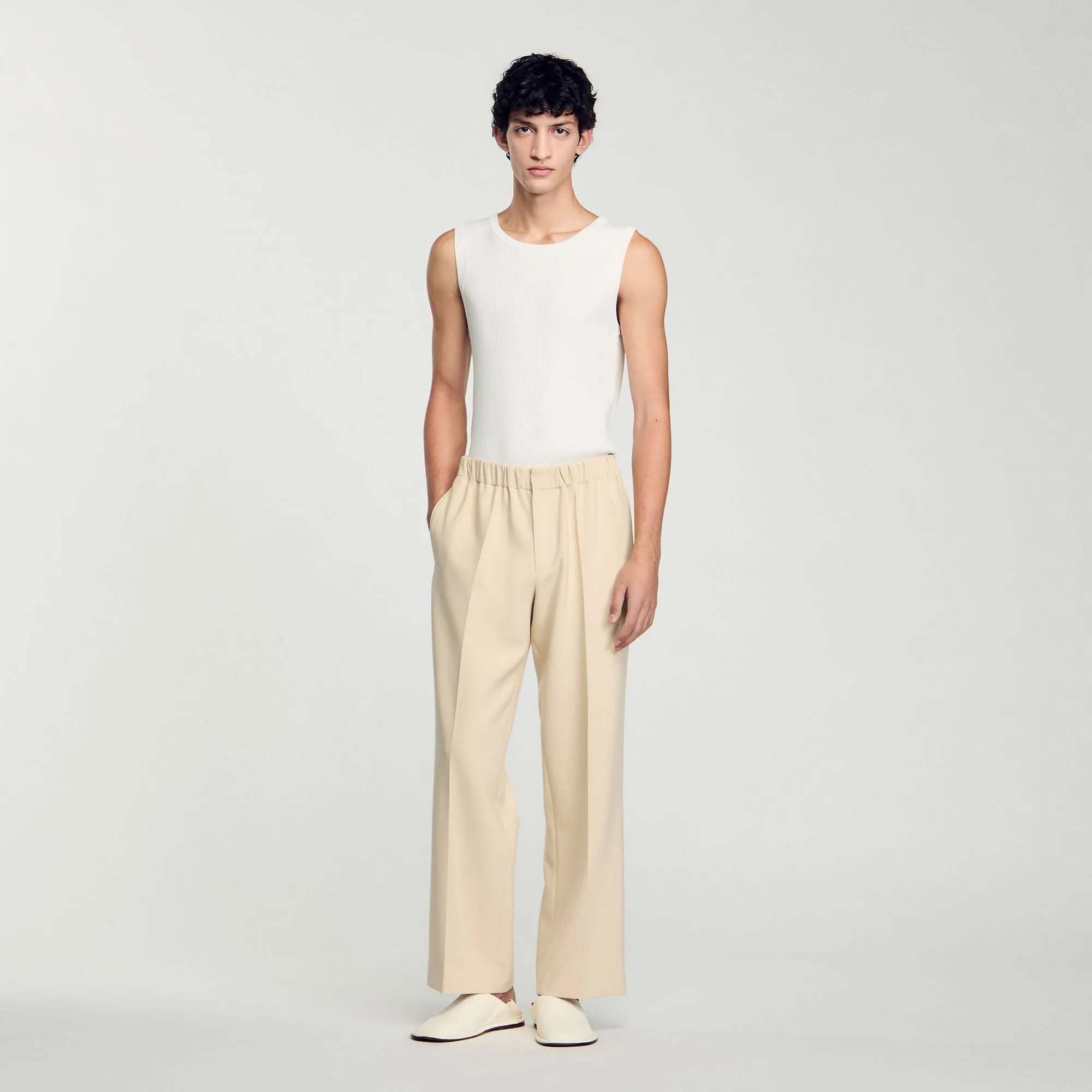 Large Jersey Wide-Leg Trousers Oats