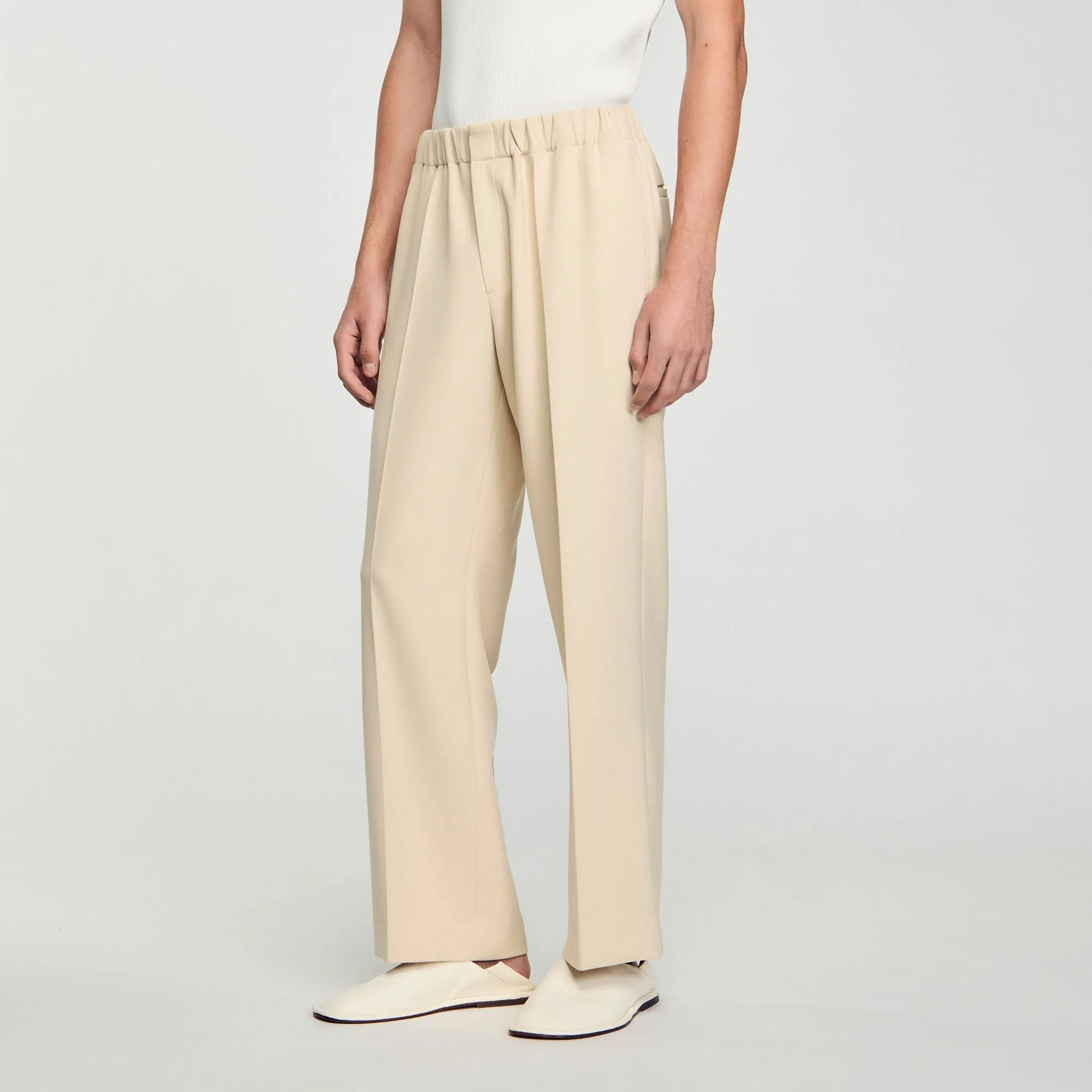Large Jersey Wide-Leg Trousers Oats