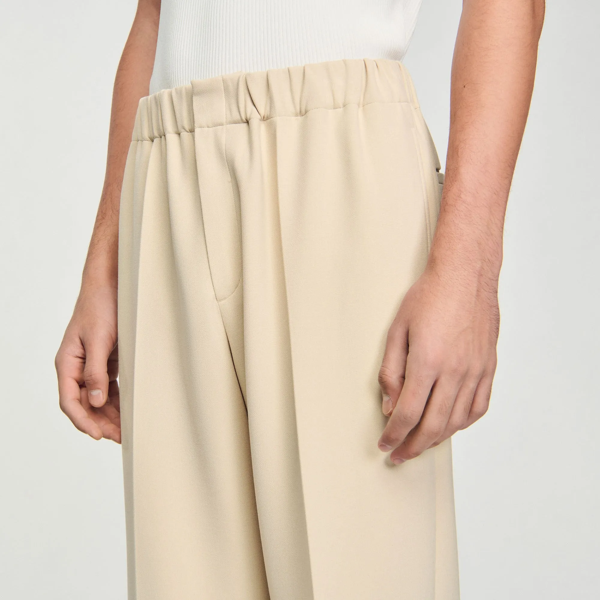 Large Jersey Wide-Leg Trousers Oats