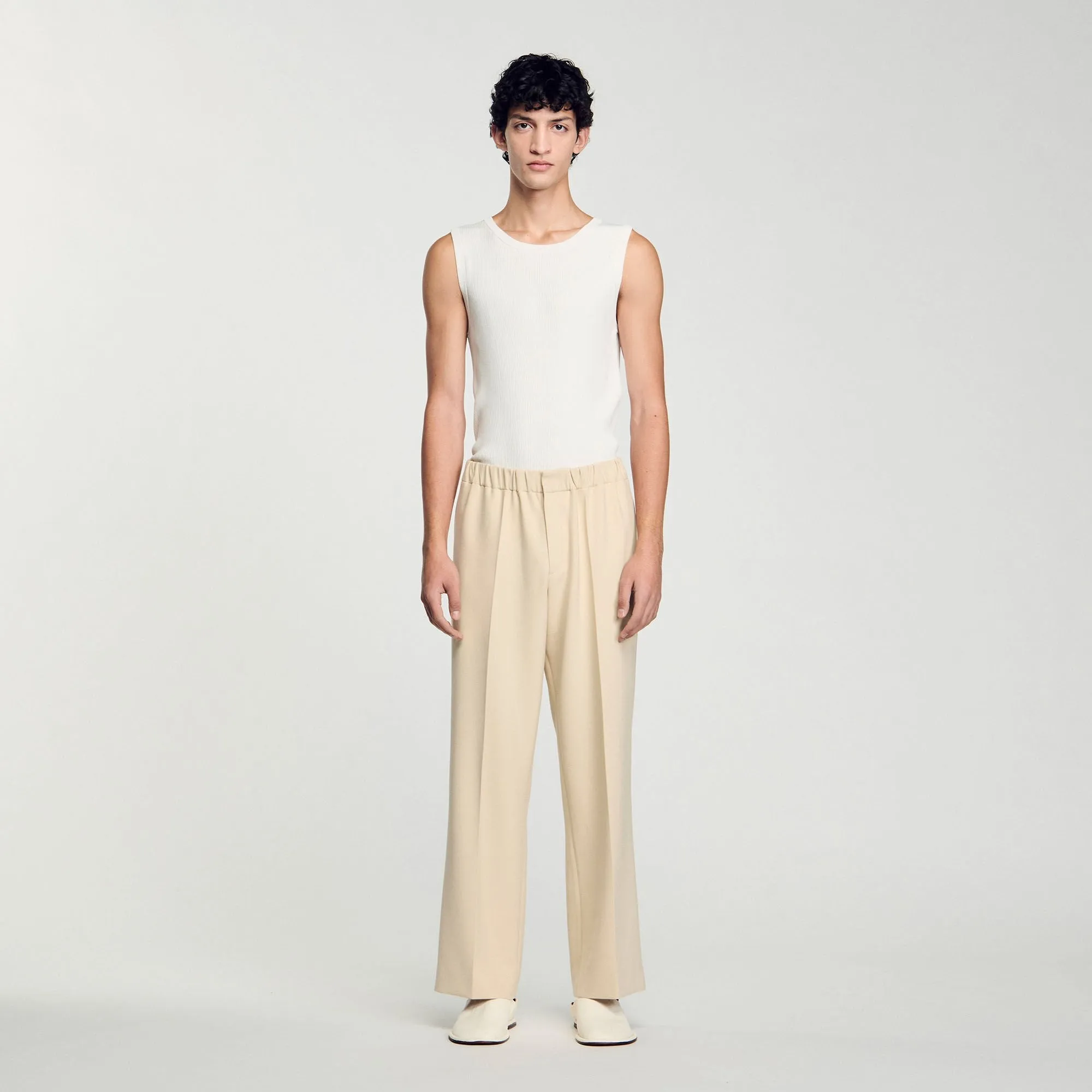 Large Jersey Wide-Leg Trousers Oats