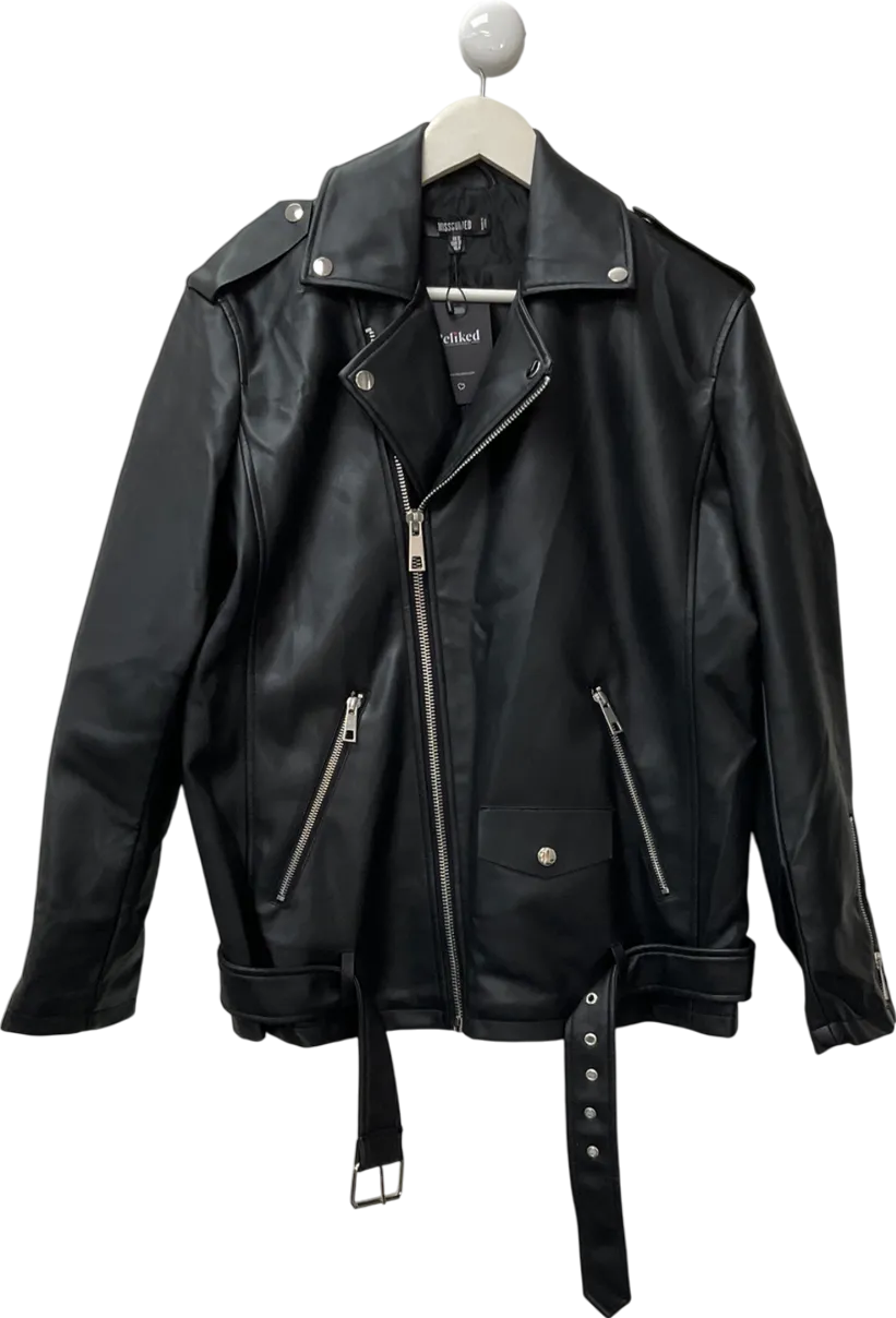 Missguided Black Oversized Boyfriend Biker Jacket UK 8