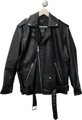 Missguided Black Oversized Boyfriend Biker Jacket UK 8