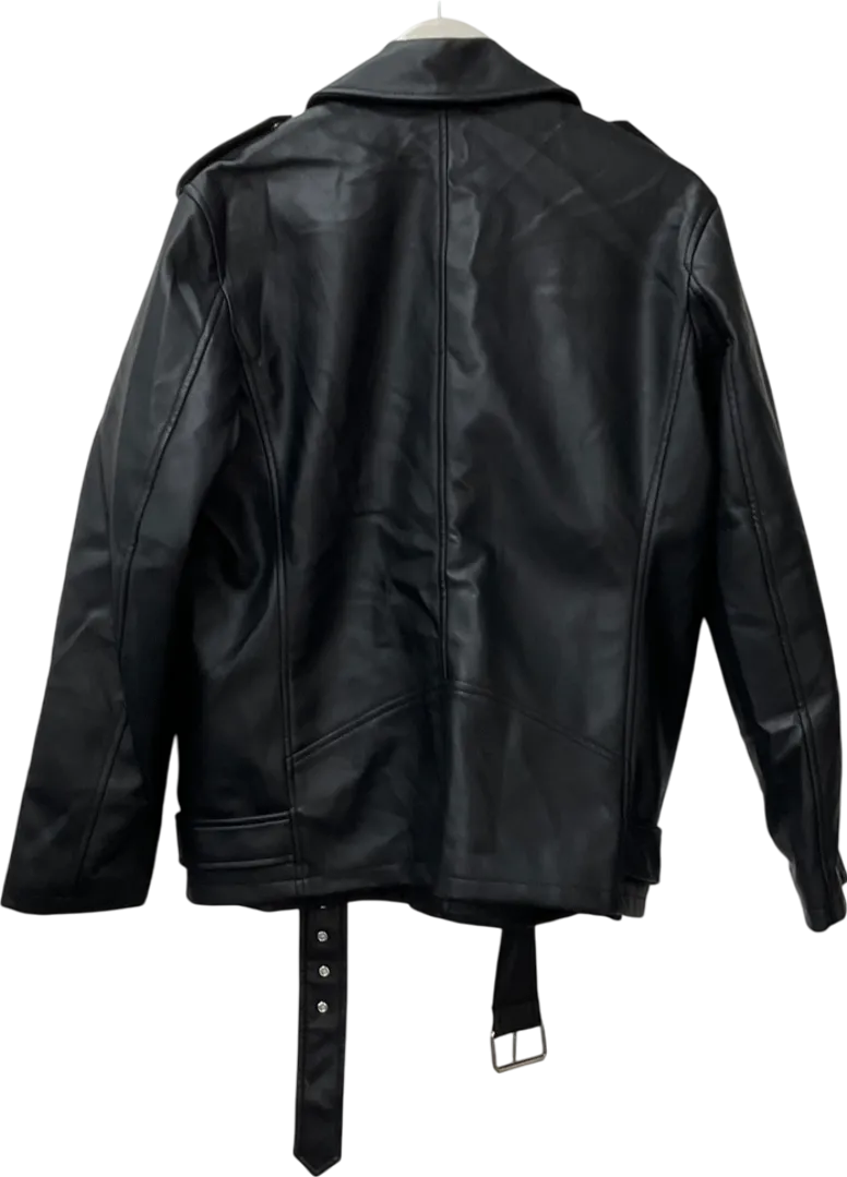 Missguided Black Oversized Boyfriend Biker Jacket UK 8