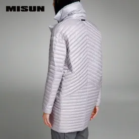 Misun2016 thin  down coat medium-long down female patchwork color block thermal jackt new arrival