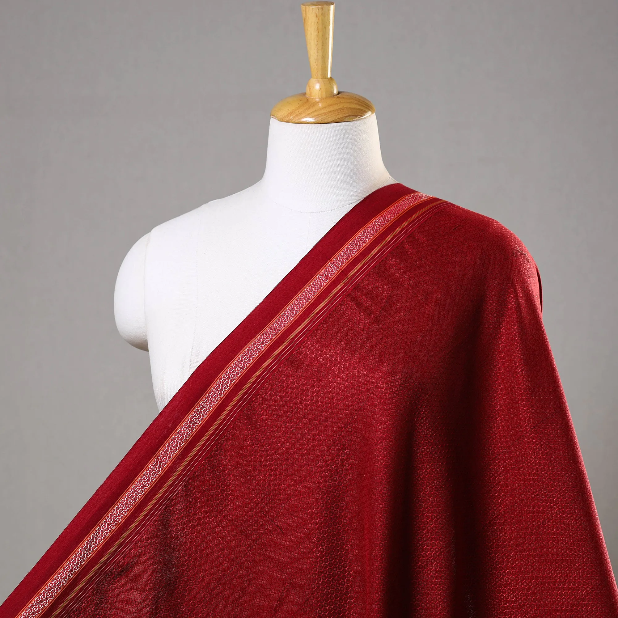 Red - Traditional Khun Weave Cotton Fabric 34