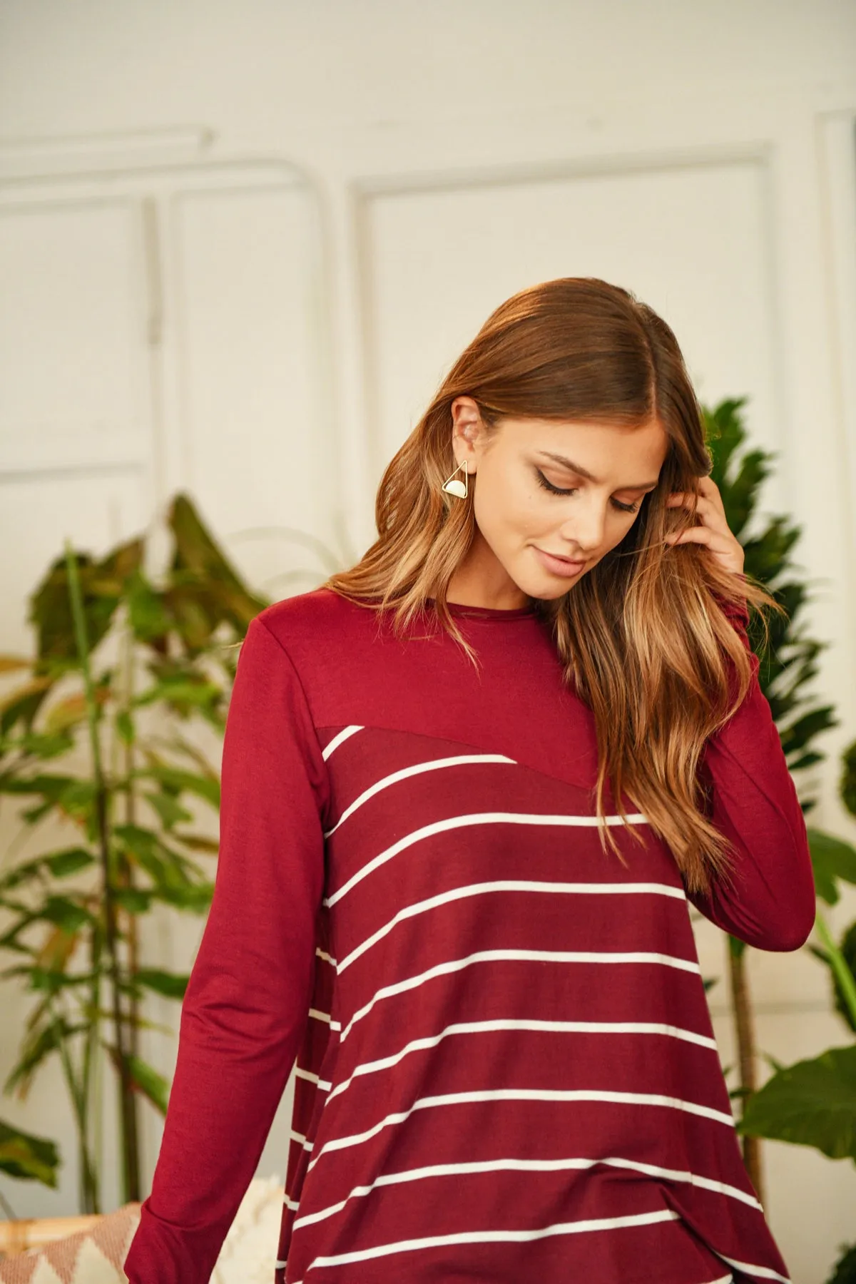 Solid Stripe Contrast Color Block Top