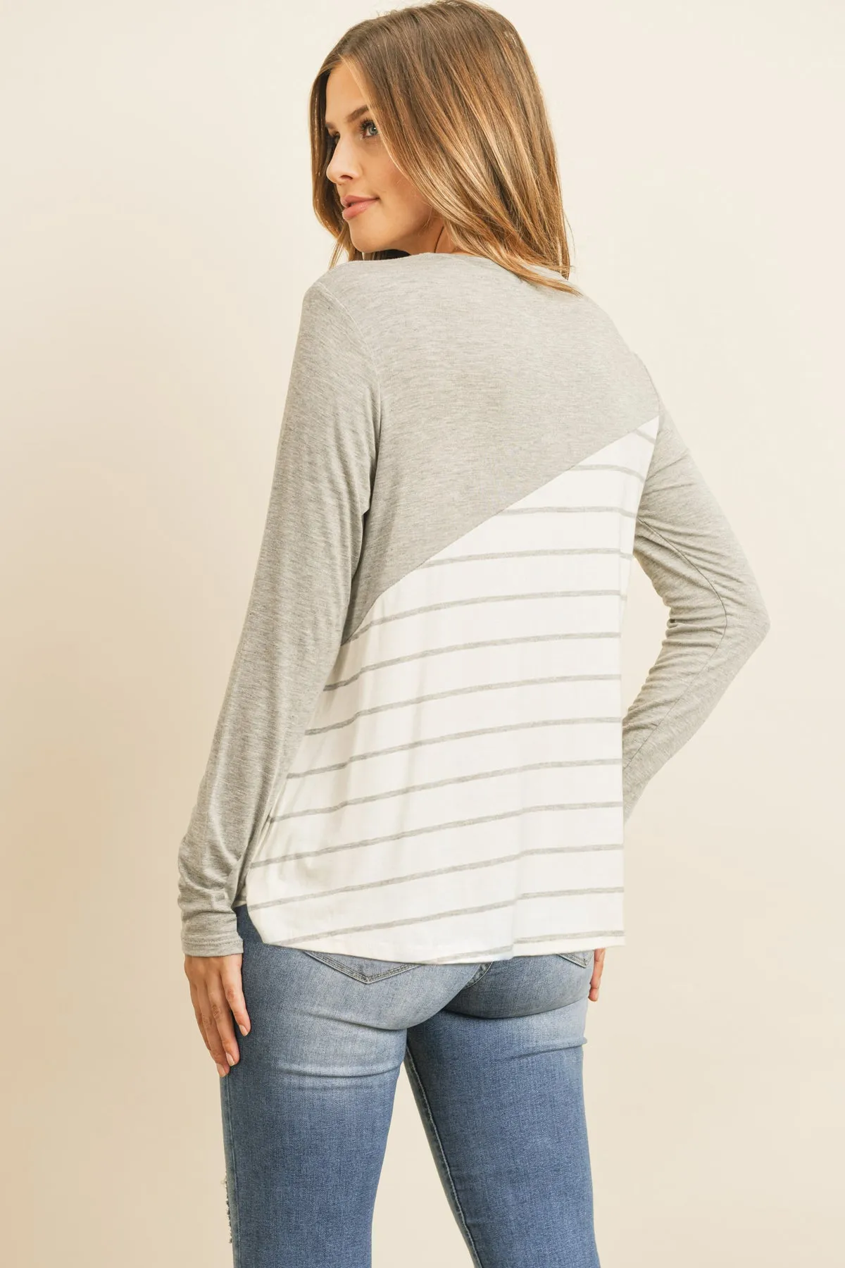 Solid Stripe Contrast Color Block Top