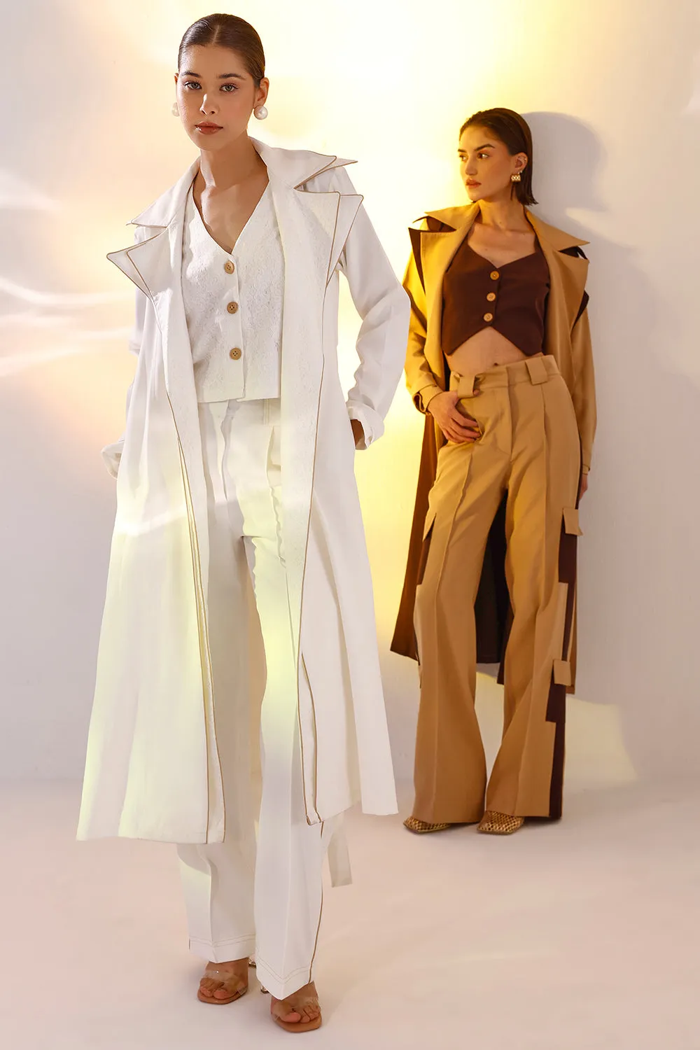White lace trench coat