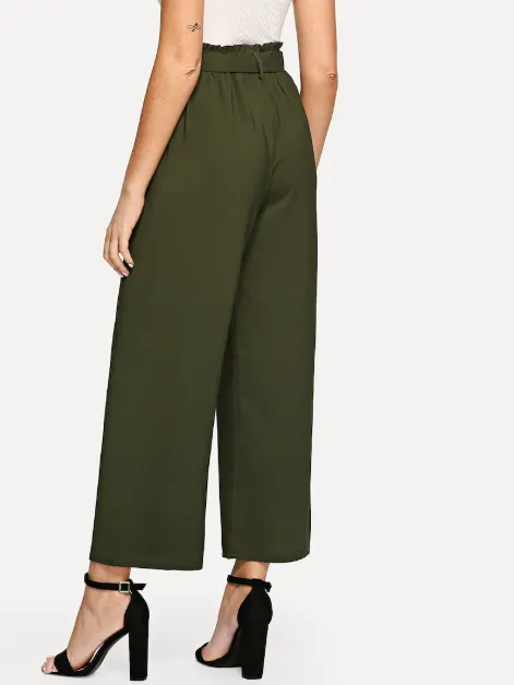 Womens Green Wide Leg Pants